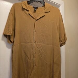 Forever 21 Men's Casual Soft rayon Dark Mustard Shirt Size Large